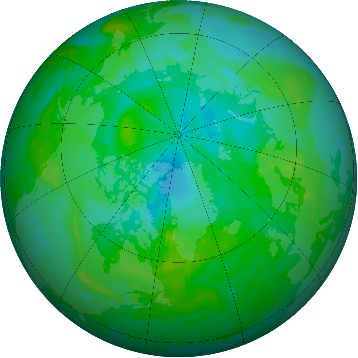 Arctic ozone map for 09 August 2000